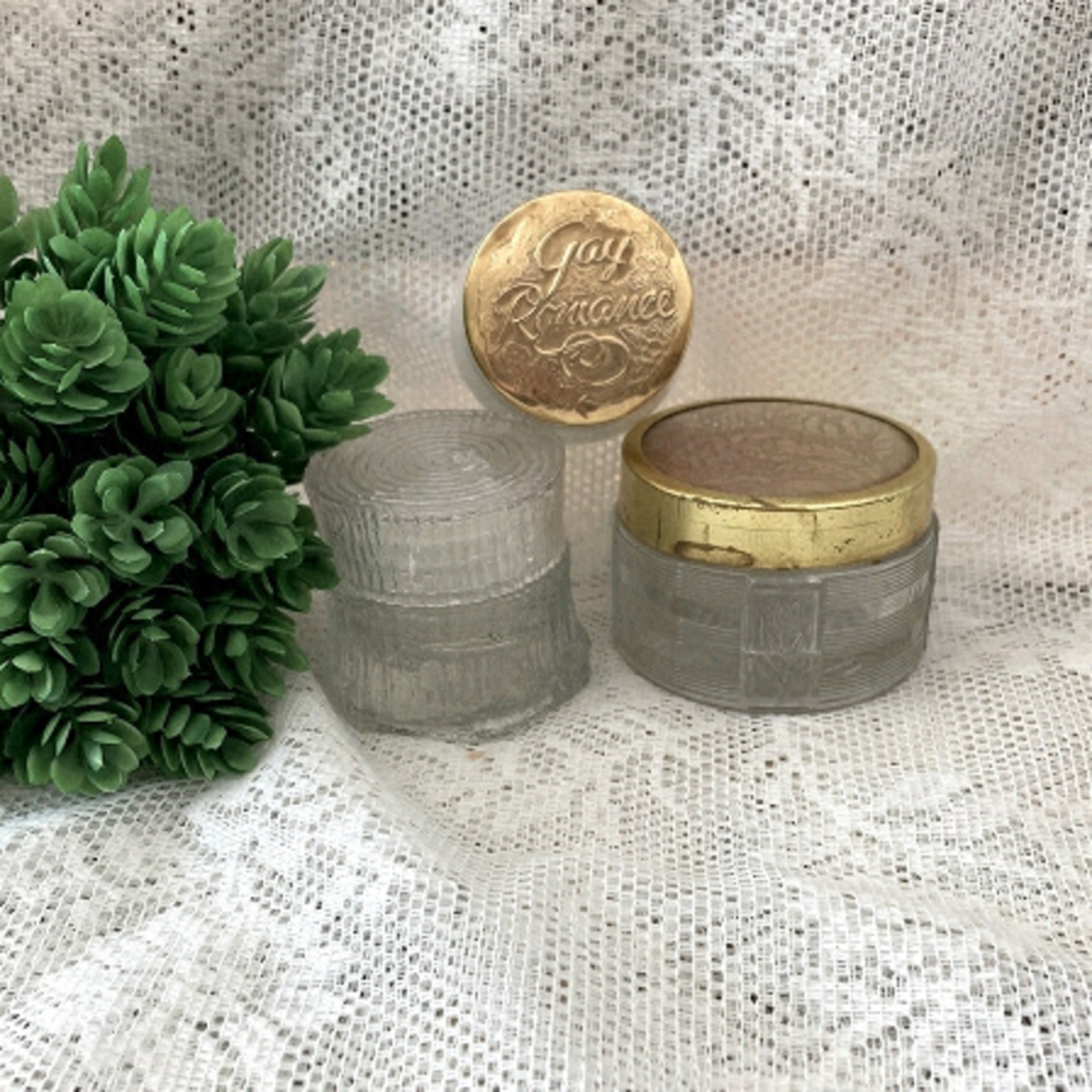 3 Pcs Vintage - Art Deco Powder Jar Glass, Bark glass jar, Milk glass jar. Empty